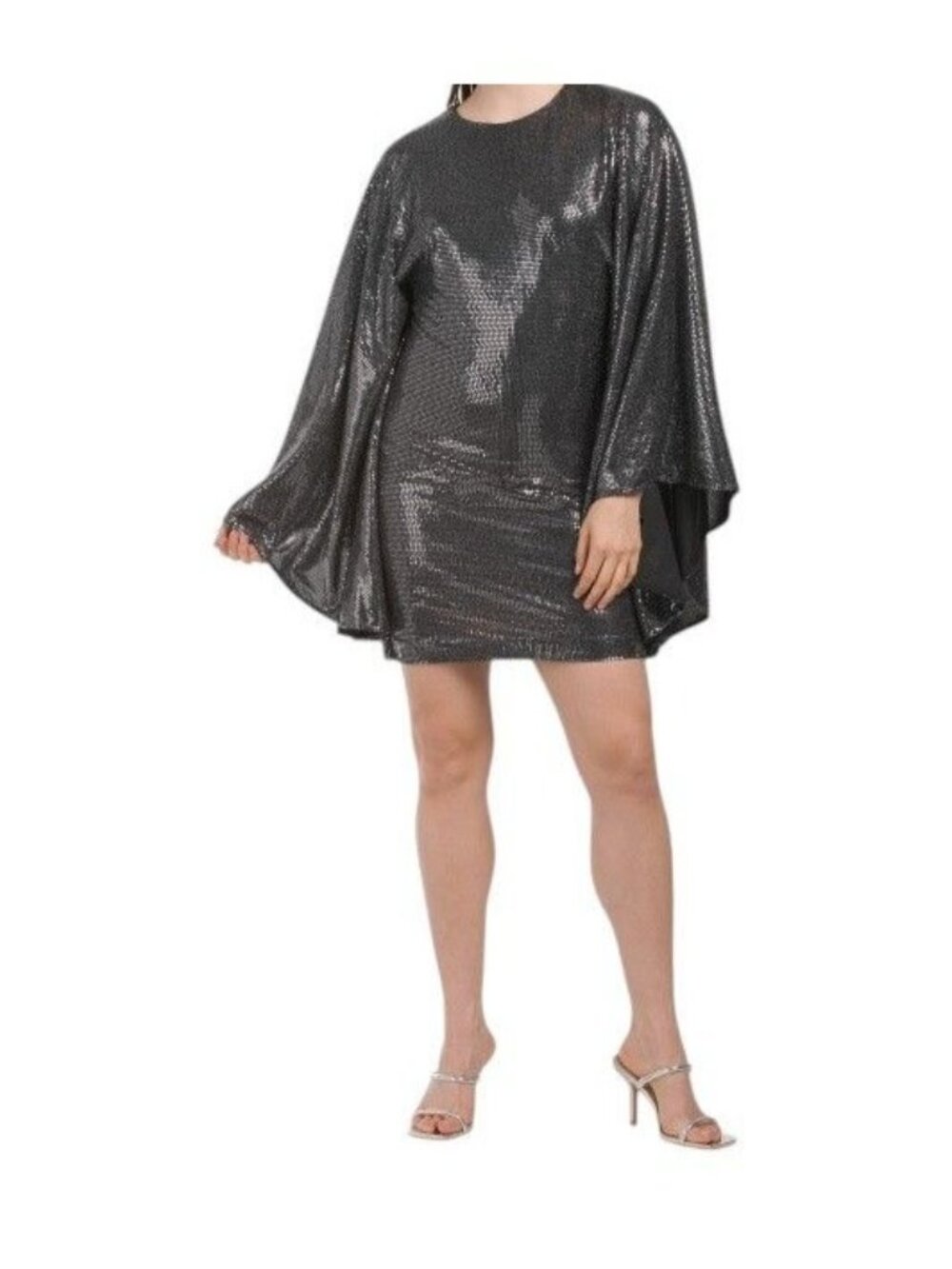 One33 Social Shimmer Circle Metallic Silver Mini Dress Women’s Size 2 New NWT